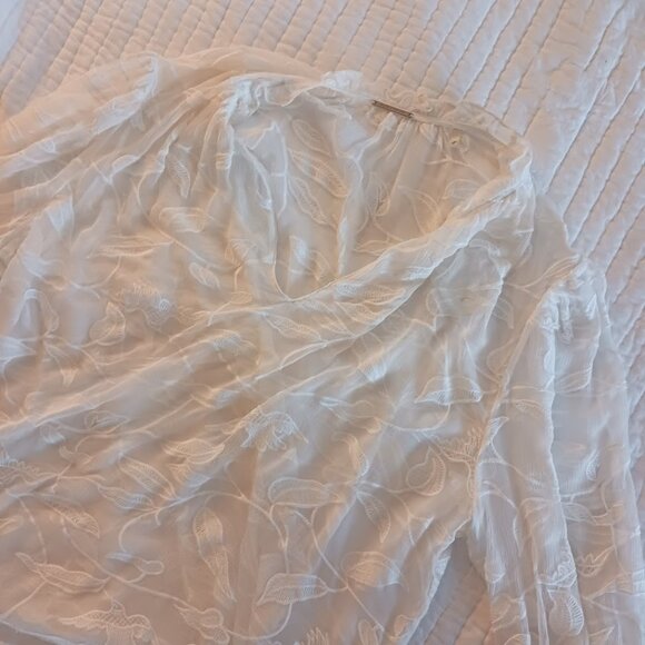 White Leaf Lace Silk Ruffled Blouse w/ Camisole Womens Large Summer Elie Tahari - Picture 3 of 5